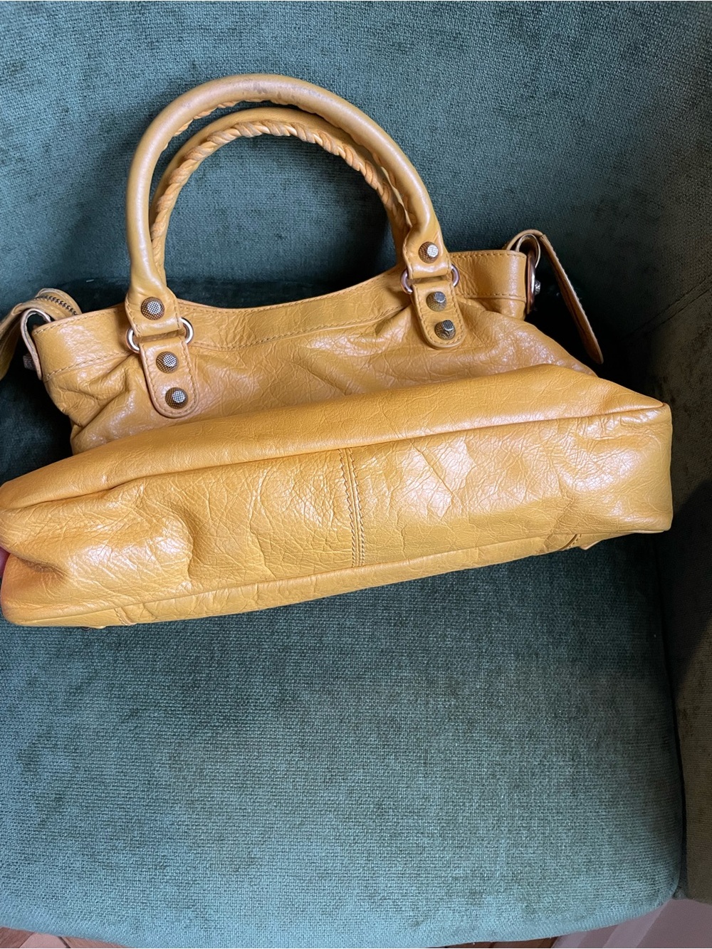 Balenciaga Mustard Yellow Leather Satchel - Picture 7 of 11